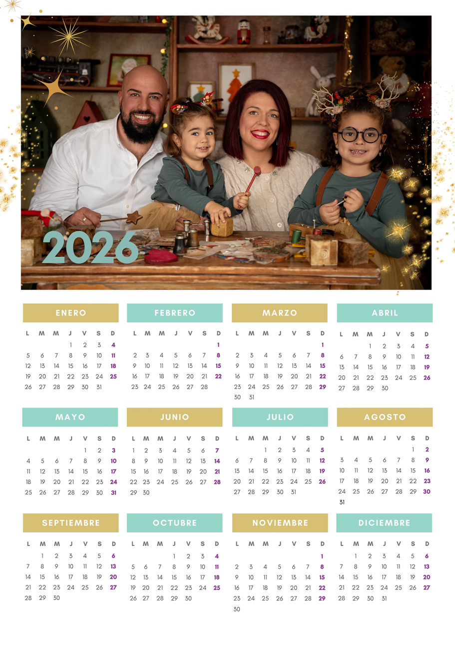 calendario 2026 navidad familia gines